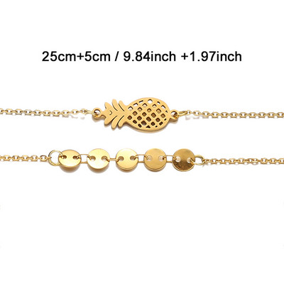 MinaMaMa Straturi duble din oțel inoxidabil cu paiete lanț de gleznă Lanț pentru picioare Yoga de vară Brățară pentru picior de plajă Breloc gleznă Bijuterii