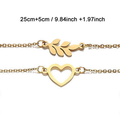 MinaMaMa Straturi duble din oțel inoxidabil cu paiete lanț de gleznă Lanț pentru picioare Yoga de vară Brățară pentru picior de plajă Breloc gleznă Bijuterii