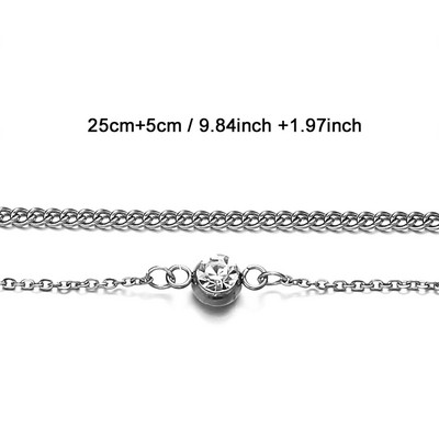 MinaMaMa Straturi duble din oțel inoxidabil cu paiete lanț de gleznă Lanț pentru picioare Yoga de vară Brățară pentru picior de plajă Breloc gleznă Bijuterii