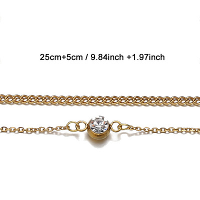 MinaMaMa Straturi duble din oțel inoxidabil cu paiete lanț de gleznă Lanț pentru picioare Yoga de vară Brățară pentru picior de plajă Breloc gleznă Bijuterii