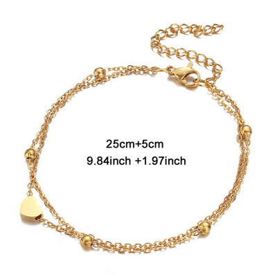 MinaMaMa Straturi duble din oțel inoxidabil cu paiete lanț de gleznă Lanț pentru picioare Yoga de vară Brățară pentru picior de plajă Breloc gleznă Bijuterii