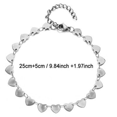 MinaMaMa Straturi duble din oțel inoxidabil cu paiete lanț de gleznă Lanț pentru picioare Yoga de vară Brățară pentru picior de plajă Breloc gleznă Bijuterii