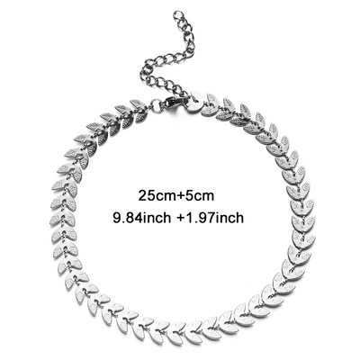 MinaMaMa Straturi duble din oțel inoxidabil cu paiete lanț de gleznă Lanț pentru picioare Yoga de vară Brățară pentru picior de plajă Breloc gleznă Bijuterii