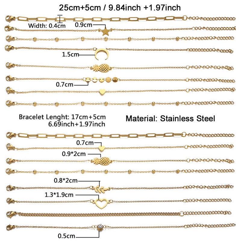 MinaMaMa Straturi duble din oțel inoxidabil cu paiete lanț de gleznă Lanț pentru picioare Yoga de vară Brățară pentru picior de plajă Breloc gleznă Bijuterii