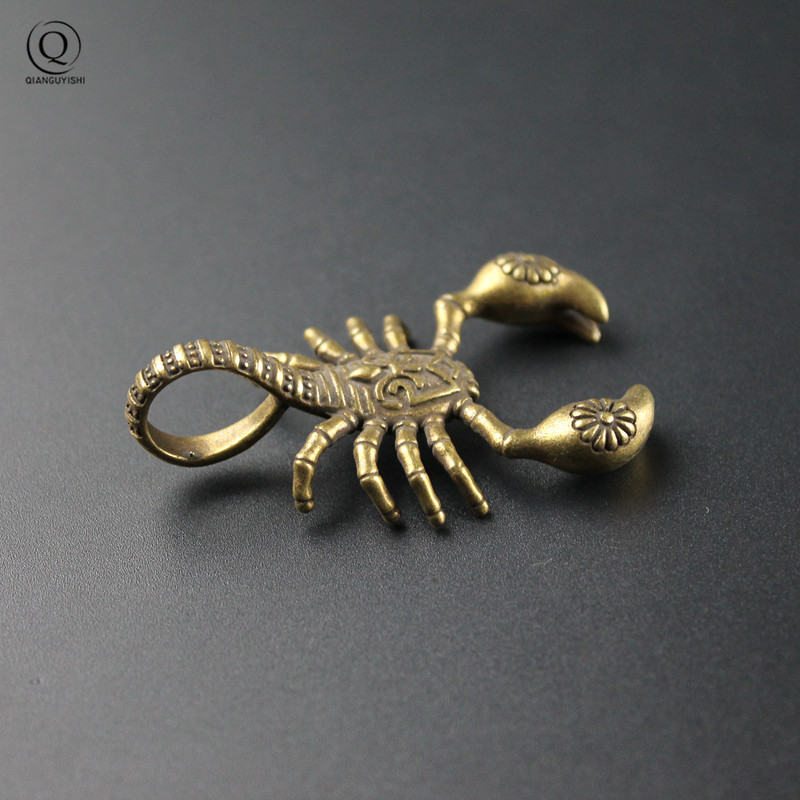 Breloc cu scorpion din cupru solid lucrat manual Breloc din alamă Pandantive Breloc cu personalitate creativă de epocă Suport cheie mascotă Bijuterii
