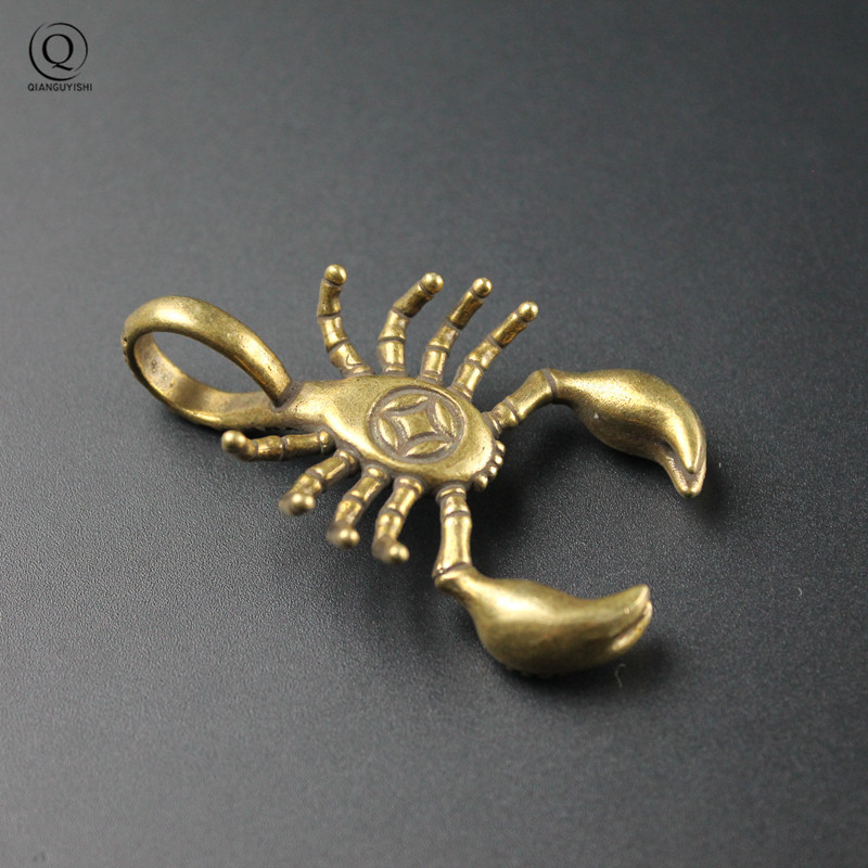 Breloc cu scorpion din cupru solid lucrat manual Breloc din alamă Pandantive Breloc cu personalitate creativă de epocă Suport cheie mascotă Bijuterii