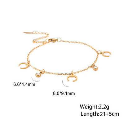 Skyrim Bohemia Inimă Cristal Picior Brățară gleznă de culoare aurie din oțel inoxidabil Lanț de picior de plajă Bijuterii cadou pentru femei fete