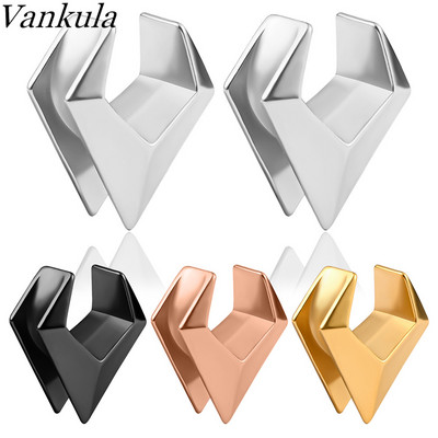 Vankula 2PC Νέο υποαλλεργικό ανοξείδωτο ατσάλι Ανοιγόμενη σέλα βύσματα ωτομετρητές Tunnels Piercing Expander φορεία Body Jewelry
