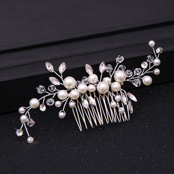 Гореща разпродажба сребърен цвят тиара гребени за коса за жени булка евтини перлени кристали за глава сватбени аксесоари за коса булчински бижута