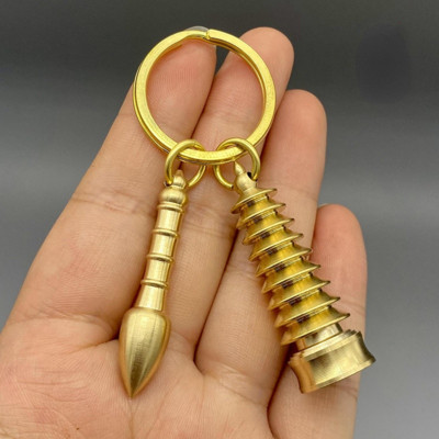 Alamă chinezească cu nouă etaje Turnul Wenchang Pandantiv Cicada Ajutor Studiu Tradițional Vintage Breloc pentru mașină Decor Cadou de succes pentru studenți