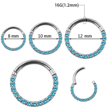 G23 Титаниев шарнирен сегментен обръч CZ Малък пръстен за нос Обеца Щракване Ушен хрущял Tragus Helix Labret Пиърсинг за устни Бижута за тяло