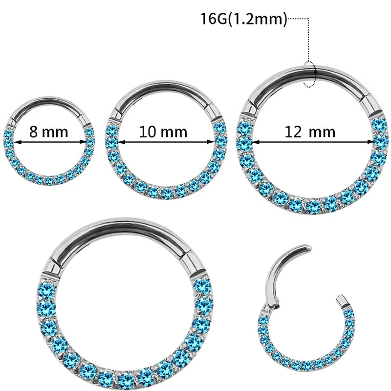 G23 titan cerc cu segmente cu balamale CZ cercel mic inel pentru nas Clicker cartilajul urechii Tragus Helix Labret Piercing pentru buze Bijuterii pentru corp