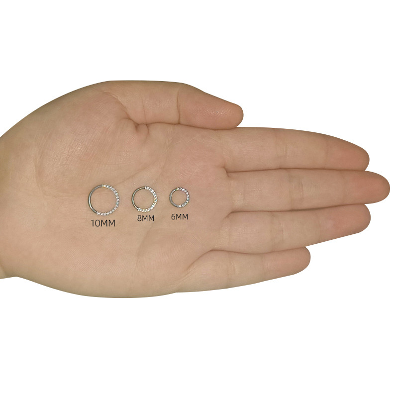 G23 titan cerc cu segmente cu balamale CZ cercel mic inel pentru nas Clicker cartilajul urechii Tragus Helix Labret Piercing pentru buze Bijuterii pentru corp