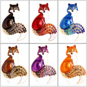 Broșă de vulpe cu strasuri, corsaj de animale, rever emailat, eșarfă, geantă, haine, bijuterii, cadou zilnic de petrecere pentru femei, prieteni, copii