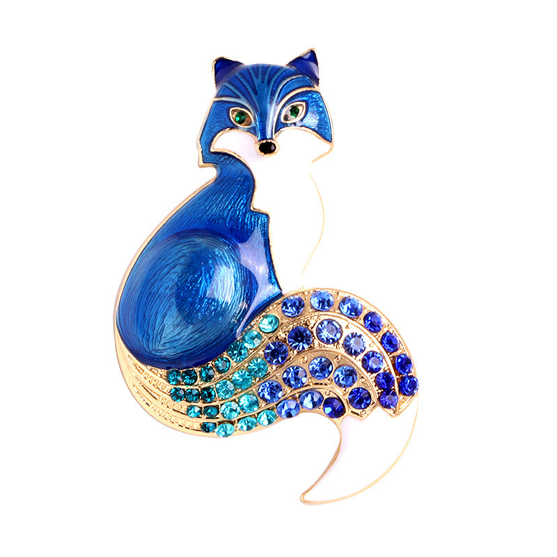 Broșă de vulpe cu strasuri, corsaj de animale, rever emailat, eșarfă, geantă, haine, bijuterii, cadou zilnic de petrecere pentru femei, prieteni, copii