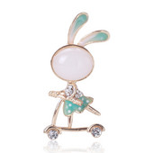 Broșe de iepuraș pe skateboard pentru femei, ace de iepure de desene animate, bijuterii pentru animale, accesorii pentru copii, cadou zilnic de petrecere