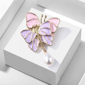 Broșă fluture dublă de modă, realizată manual pentru cuplu, pandantiv cu perle emailate, pentru femei, petrecere, nuntă, accesorii elegante, broșă