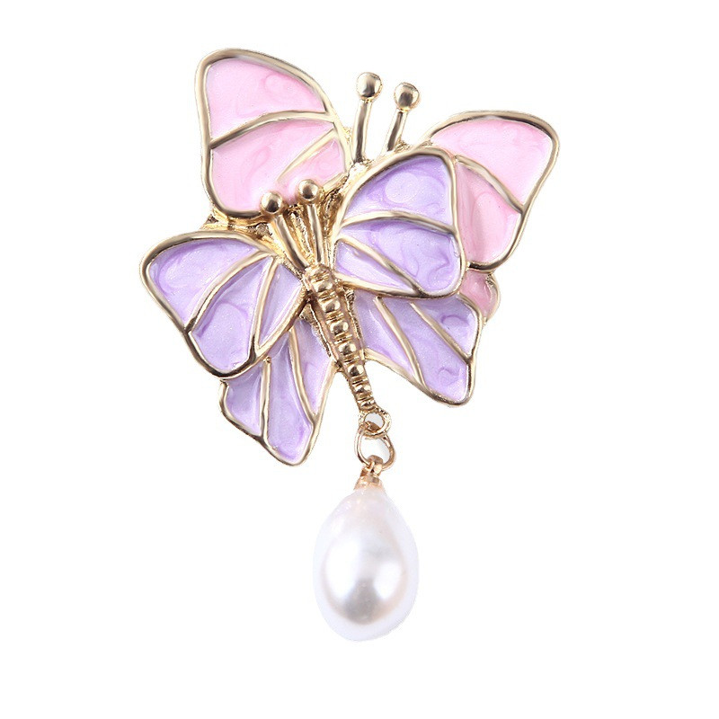 Broșă fluture dublă de modă, realizată manual pentru cuplu, pandantiv cu perle emailate, pentru femei, petrecere, nuntă, accesorii elegante, broșă