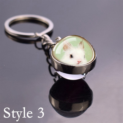 Esspoc Iepure Ball Sticlă Pandantiv Retro Iepuraș Pictură Breloc Zodiac Iepure Breloc Cadouri de aniversare pentru prieteni Bijuterii pentru copii