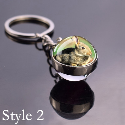 Esspoc Iepure Ball Sticlă Pandantiv Retro Iepuraș Pictură Breloc Zodiac Iepure Breloc Cadouri de aniversare pentru prieteni Bijuterii pentru copii