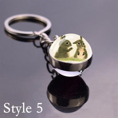 Esspoc Iepure Ball Sticlă Pandantiv Retro Iepuraș Pictură Breloc Zodiac Iepure Breloc Cadouri de aniversare pentru prieteni Bijuterii pentru copii