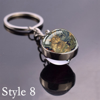 Esspoc Iepure Ball Sticlă Pandantiv Retro Iepuraș Pictură Breloc Zodiac Iepure Breloc Cadouri de aniversare pentru prieteni Bijuterii pentru copii