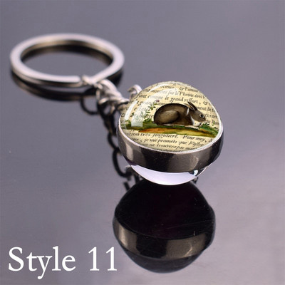 Esspoc Iepure Ball Sticlă Pandantiv Retro Iepuraș Pictură Breloc Zodiac Iepure Breloc Cadouri de aniversare pentru prieteni Bijuterii pentru copii