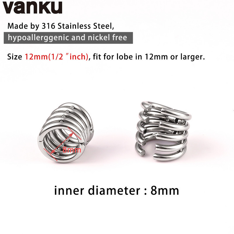 Vanku 1 buc Manșetă pentru lobul urechii dopuri pentru măsurarea urechii, tuneluri pentru urechi, greutatea lobului pentru targă, bijuterii pentru piercing pentru corp cu clips pentru femei.