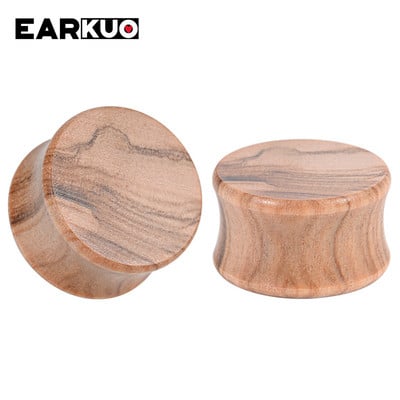 EARKUO Moda populare, dopuri de urechi și tuneluri din lemn, în formă de gol, piercing pentru corp, bijuterii, calibre pentru cercei, 2 buc.