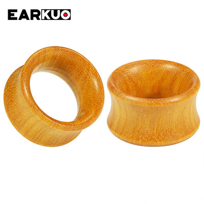 EARKUO Moda populare, dopuri de urechi și tuneluri din lemn, în formă de gol, piercing pentru corp, bijuterii, calibre pentru cercei, 2 buc.