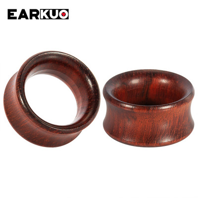 EARKUO Moda populare, dopuri de urechi și tuneluri din lemn, în formă de gol, piercing pentru corp, bijuterii, calibre pentru cercei, 2 buc.