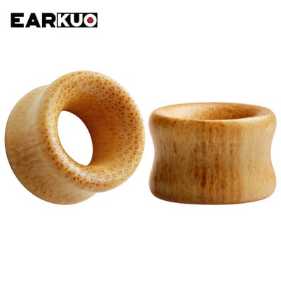 EARKUO Moda populare, dopuri de urechi și tuneluri din lemn, în formă de gol, piercing pentru corp, bijuterii, calibre pentru cercei, 2 buc.