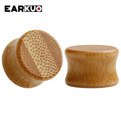 EARKUO Moda populare, dopuri de urechi și tuneluri din lemn, în formă de gol, piercing pentru corp, bijuterii, calibre pentru cercei, 2 buc.