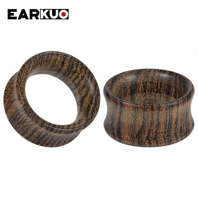 EARKUO Moda populare, dopuri de urechi și tuneluri din lemn, în formă de gol, piercing pentru corp, bijuterii, calibre pentru cercei, 2 buc.