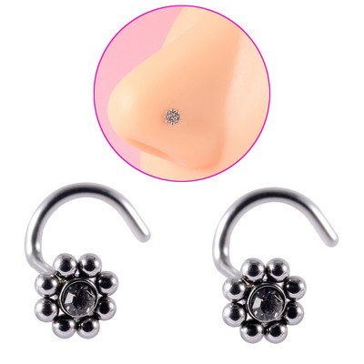 2 buc. Zircon inel os nas Cz gemă floarea soarelui șurub nas Stud 20 g cristal piercing lobul urechii cercei tragus piercing bijuterii