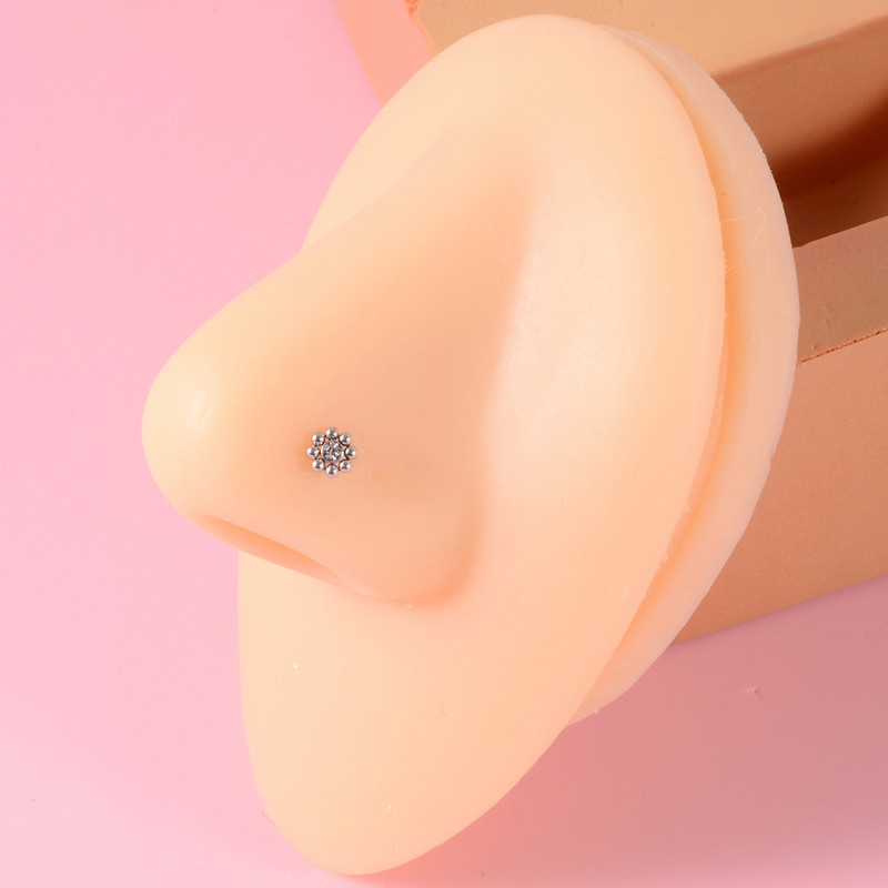 2 buc. Zircon inel os nas Cz gemă floarea soarelui șurub nas Stud 20 g cristal piercing lobul urechii cercei tragus piercing bijuterii