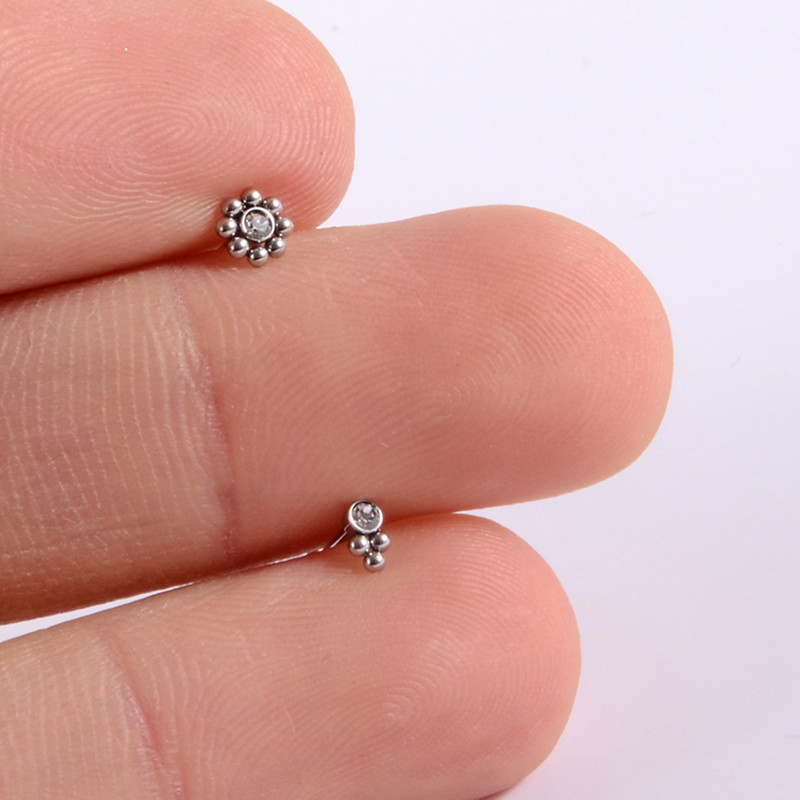 2 buc. Zircon inel os nas Cz gemă floarea soarelui șurub nas Stud 20 g cristal piercing lobul urechii cercei tragus piercing bijuterii