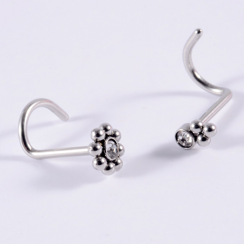 2 buc. Zircon inel os nas Cz gemă floarea soarelui șurub nas Stud 20 g cristal piercing lobul urechii cercei tragus piercing bijuterii