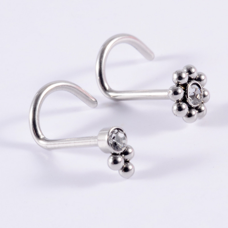 2 buc. Zircon inel os nas Cz gemă floarea soarelui șurub nas Stud 20 g cristal piercing lobul urechii cercei tragus piercing bijuterii
