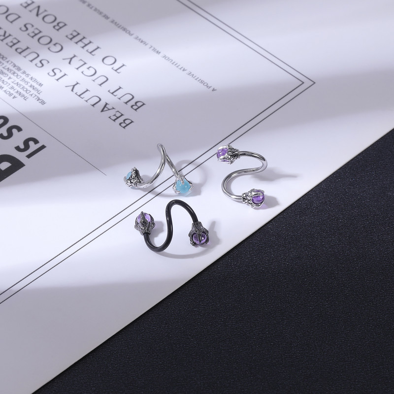 ZS 16G Inel pentru nas cu gheare de dragon Cerceu concă răsucit din oțel inoxidabil.