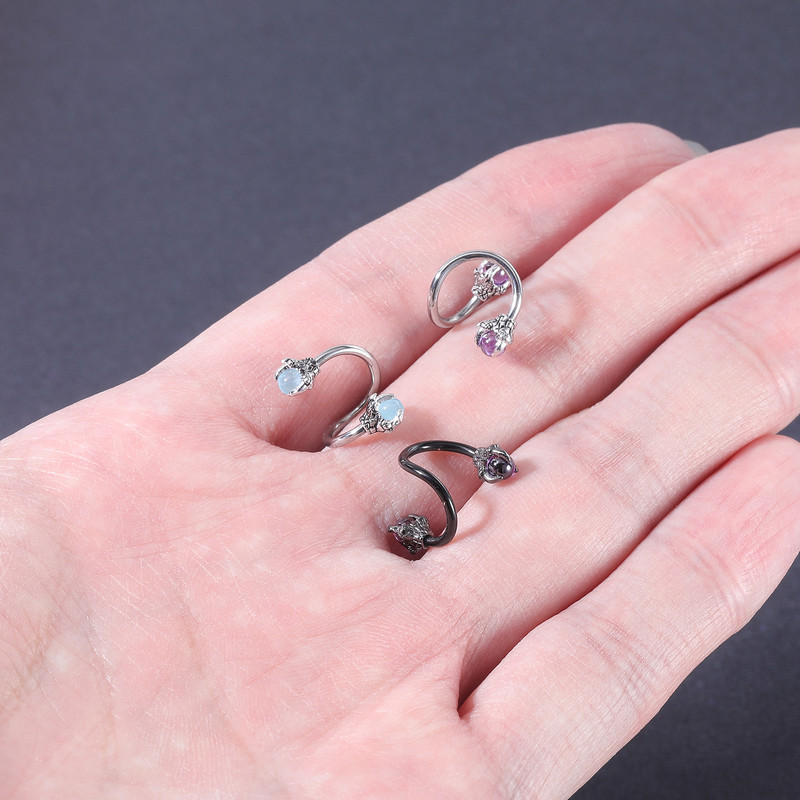 ZS 16G Inel pentru nas cu gheare de dragon Cerceu concă răsucit din oțel inoxidabil.