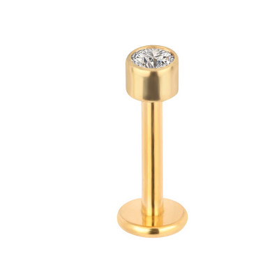 ASTM F136 Titán fülcsavarok Labret Stud CZ Kerek Tragus ajakgyűrű fülporc fülbevaló piercing ajak ékszer testékszer piercing