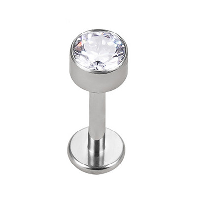 ASTM F136 Titán fülcsavarok Labret Stud CZ Kerek Tragus ajakgyűrű fülporc fülbevaló piercing ajak ékszer testékszer piercing