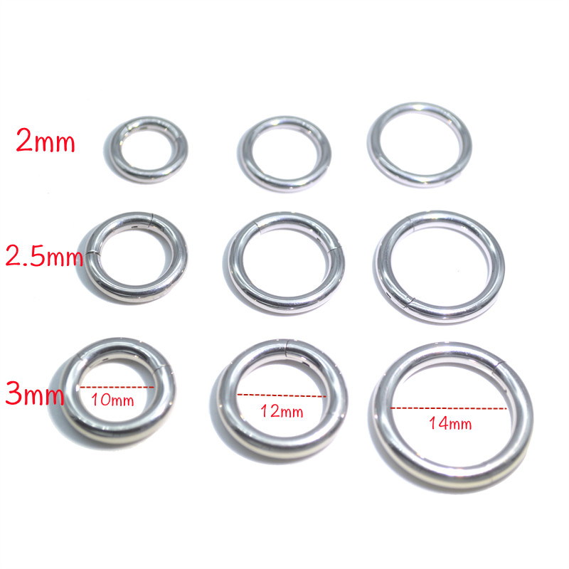 1 db 2 mm-es 2,5 mm-es 3 mm-es szegmenskattintók rozsdamentes acél karikagyűrű vastag csuklós septum ajakfül porc testpiercing