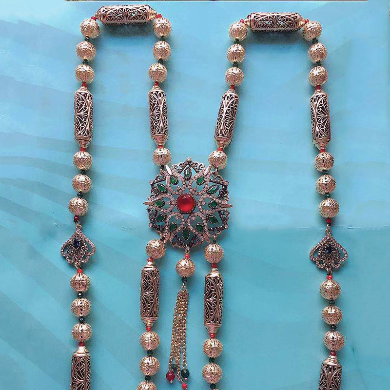 Kinel Fashion Boho culoare aurie rochie de mireasă marocană piept umăr zale pentru femei caftan etnic spate bijuterii pentru corp