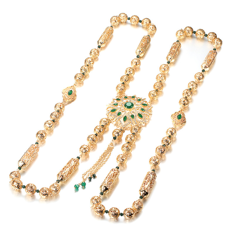 Kinel Fashion Boho culoare aurie rochie de mireasă marocană piept umăr zale pentru femei caftan etnic spate bijuterii pentru corp