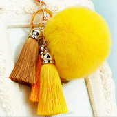 Nouă moda femei drăguț blană de iepure pom pom bile ciucuri breloc breloc mașină breloc lanț femei farmec geanta breloc pandantiv