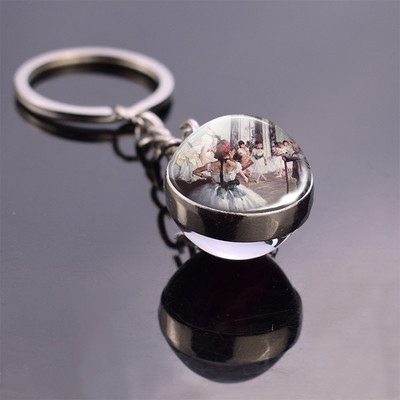 Breloc bijuterii balerină Breloc dublu lateral Clasa de balet Breloc cu bile de sticlă Cadouri pentru iubitorii de balet Edgar Degas Arta modei