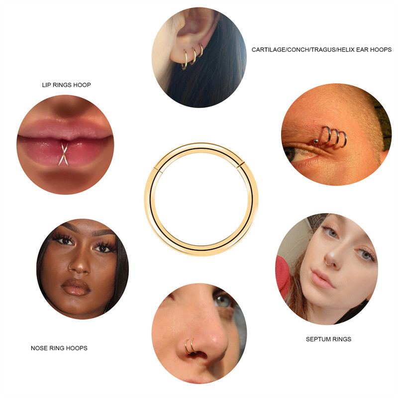 20G 18G 16G G23 titan cu balamale segment inel nas septum clicker cartilaj ureche tragus helix piercing buze bijuterii punk unisex