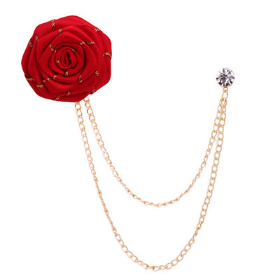 Țesătură, flori, trandafiri, broșe, ace, lanț metalic, ciucuri, guler pentru costum bărbați, ace de rever, bărbați, femei, coreeană, banchet, bijuterii de modă